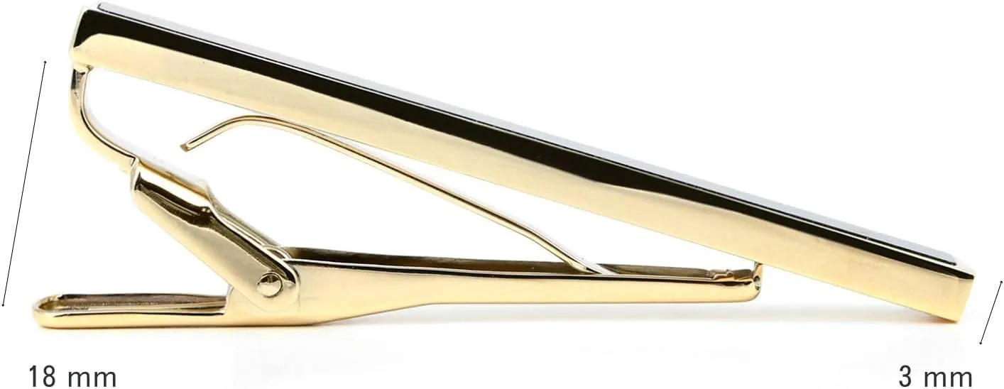 Silver Gold Gunmetal Onyx Tie Clip Tie Bar Made in Japan
