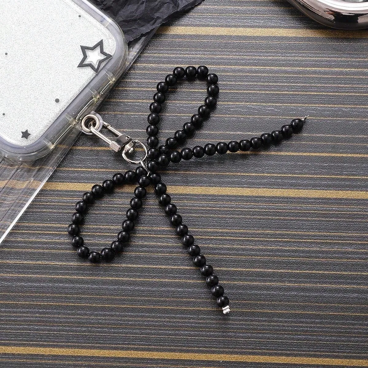 Silver Heart Pearl Bow Keychain Y2k Bowknot Keyring Sweet Bag Car Keys Charms Accessories for Women Girls