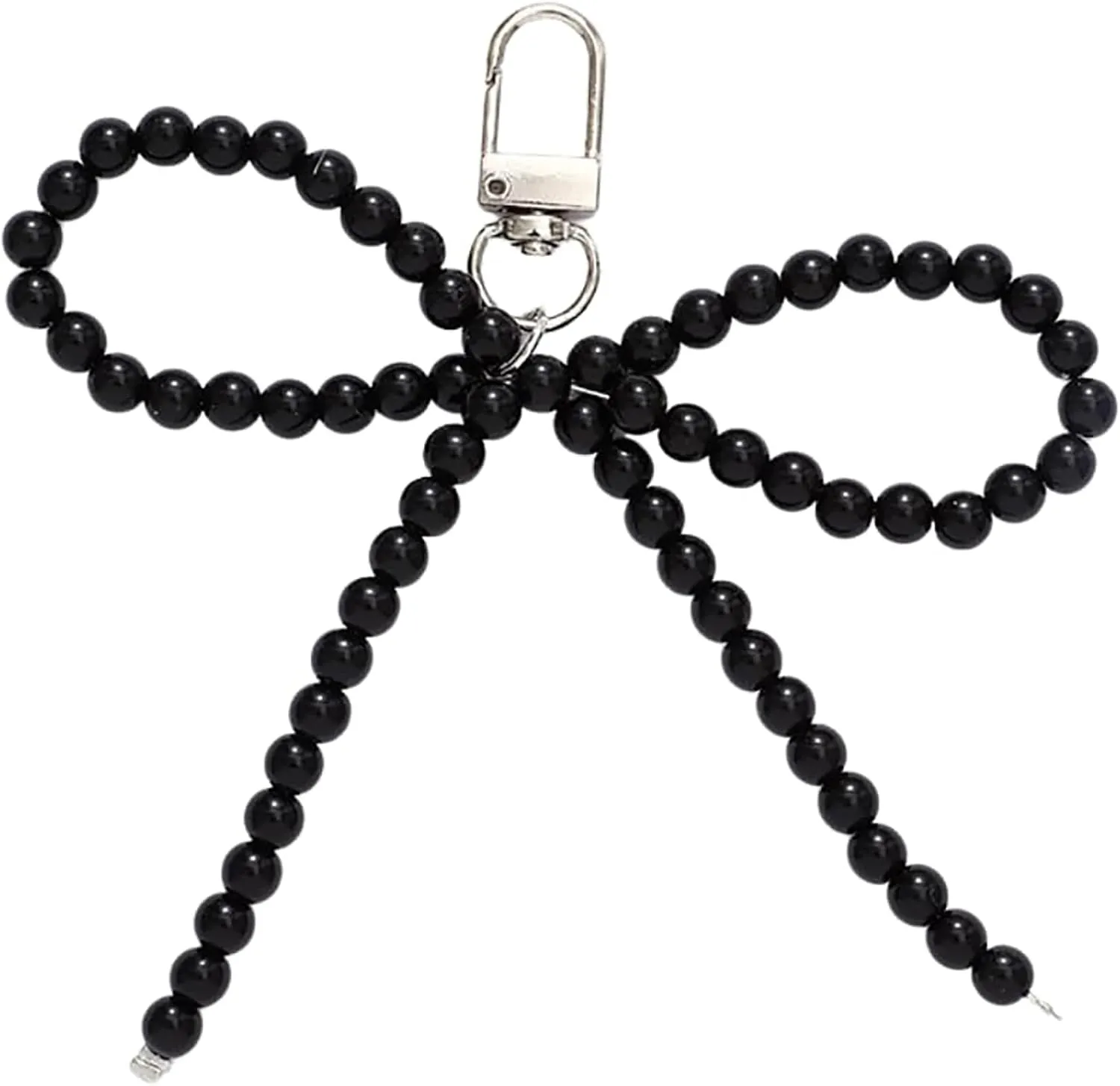 Silver Heart Pearl Bow Keychain Y2k Bowknot Keyring Sweet Bag Car Keys Charms Accessories for Women Girls