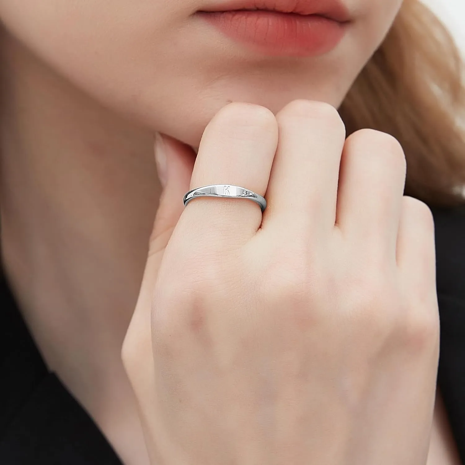 Silver Initial Rings for Women Non Tarnish Thumb Rings for Teen Girls 925SL Silver plated for Women