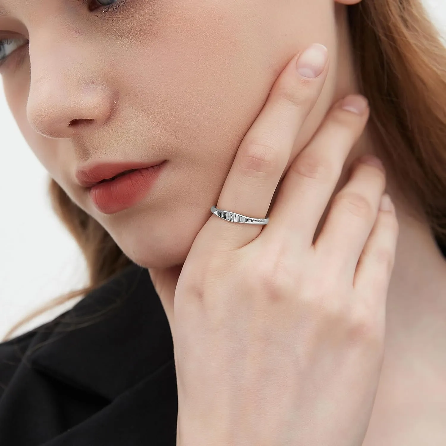 Silver Initial Rings for Women Non Tarnish Thumb Rings for Teen Girls 925SL Silver plated for Women