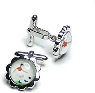 Silver-Tone Mens Cuff Links Soccer Player Cufflinks