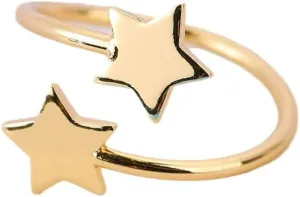Simple Double Stars Wrap Open Statement Ring for Women Fashion Cute Lucky Star Thin Tiny Band Stacking Expandable Knuckle Finger Adjustable Rings Engagement Eternity Promise Jewelry Birthday Gifts