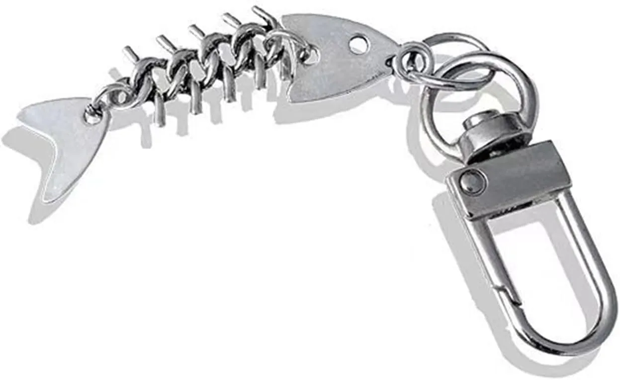 Simple Metal Fishbone Charm Keychains Unique Pendant Car Keyring Backpack Decoration Fashion Jewelry for Women Girls Alloy