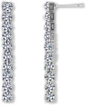 Simulated Diamond Drop Earrings for Women - Cubic Zirconia Dangle Bar Statement Earrings - Hypoallergenic and Safe for Sensitive Ears