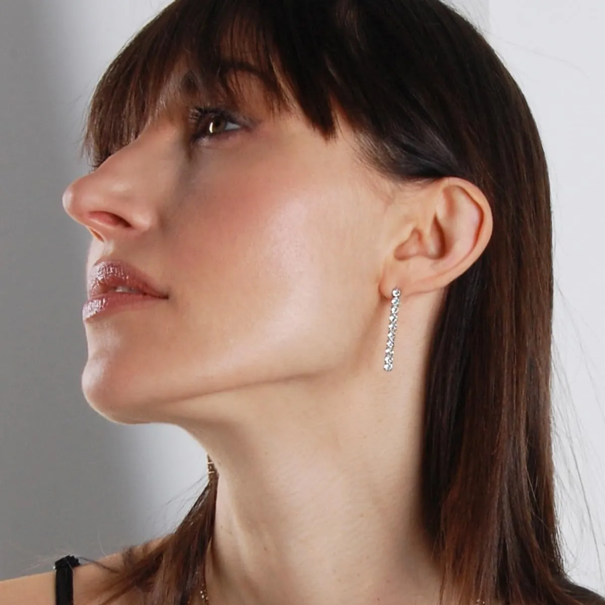 Simulated Diamond Drop Earrings for Women - Cubic Zirconia Dangle Bar Statement Earrings - Hypoallergenic and Safe for Sensitive Ears