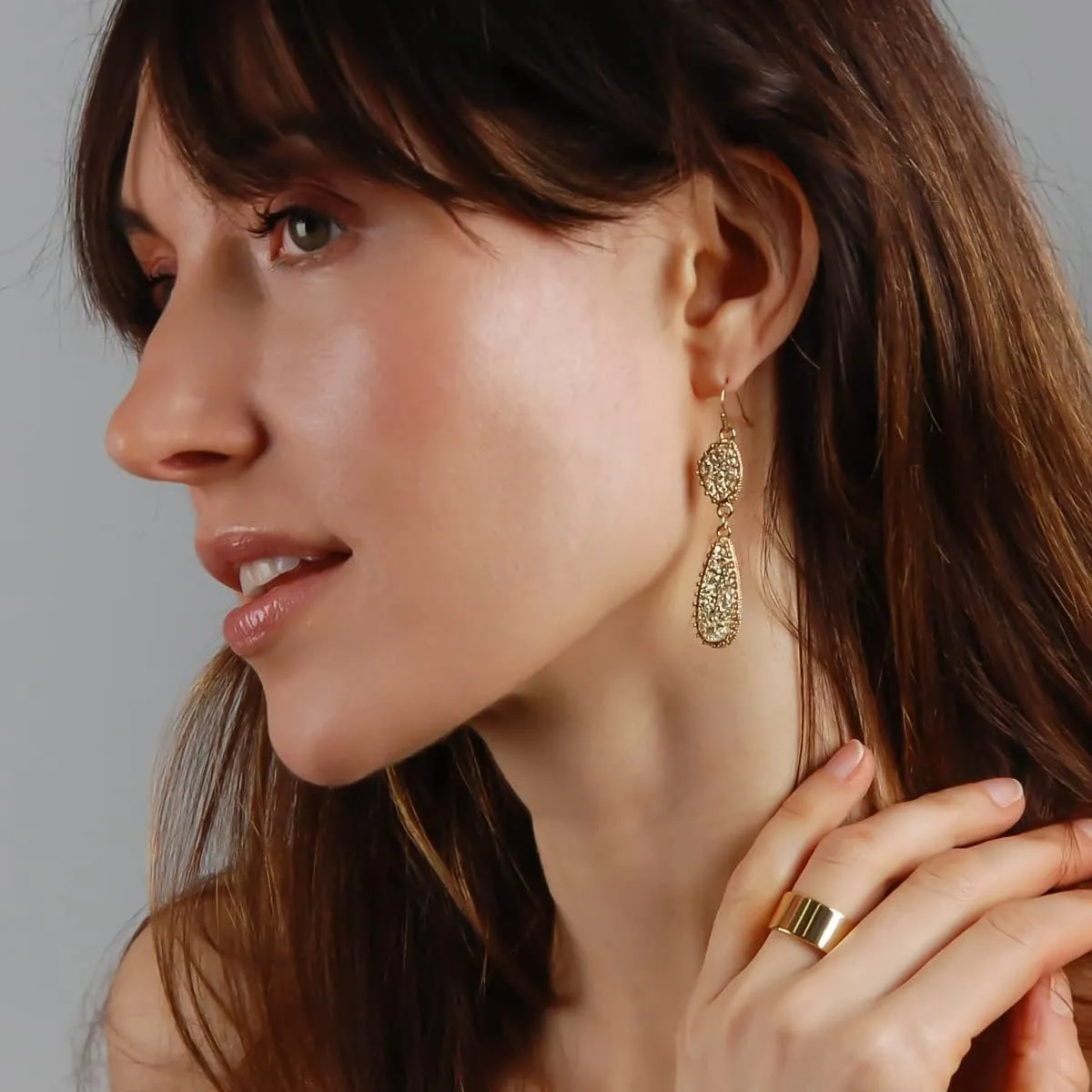 Simulated Druzy Dangle Earrings for Women - Gold, Silver, or Rose Gold Tone Boho Earrings for Women