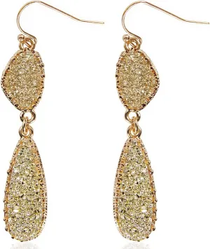 Simulated Druzy Dangle Earrings for Women - Gold, Silver, or Rose Gold Tone Boho Earrings for Women