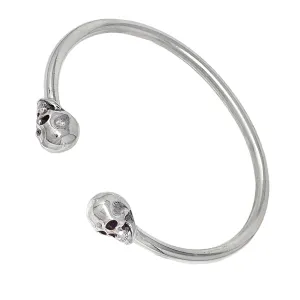 Skulls Bangle | Unique 925 Sterling Silver Skulls Details Bangle Bracelet for Women and Girls | Women's Silver Bangle Bracelet Adjustable