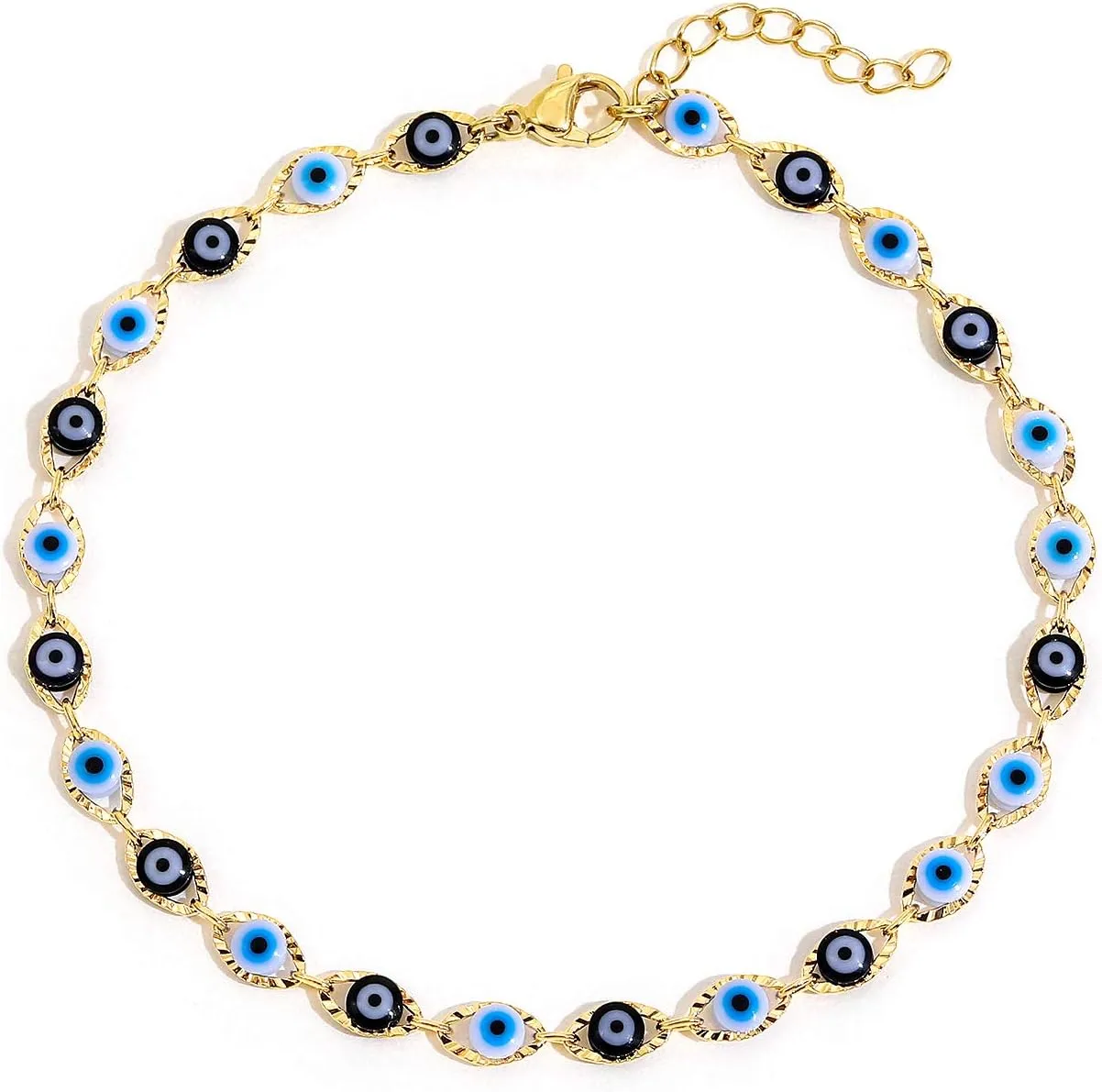 SLOONG Evil Eye Anklet Bracelet for Women 14K Gold Plated Beach Foot Anklet Bracelet Summer Jewelry Beads Anklet Set, Adjustabe Size