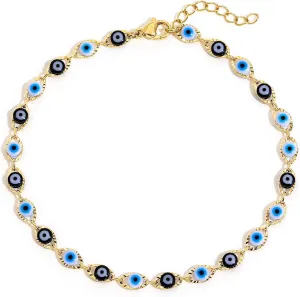 SLOONG Evil Eye Anklet Bracelet for Women 14K Gold Plated Beach Foot Anklet Bracelet Summer Jewelry Beads Anklet Set, Adjustabe Size