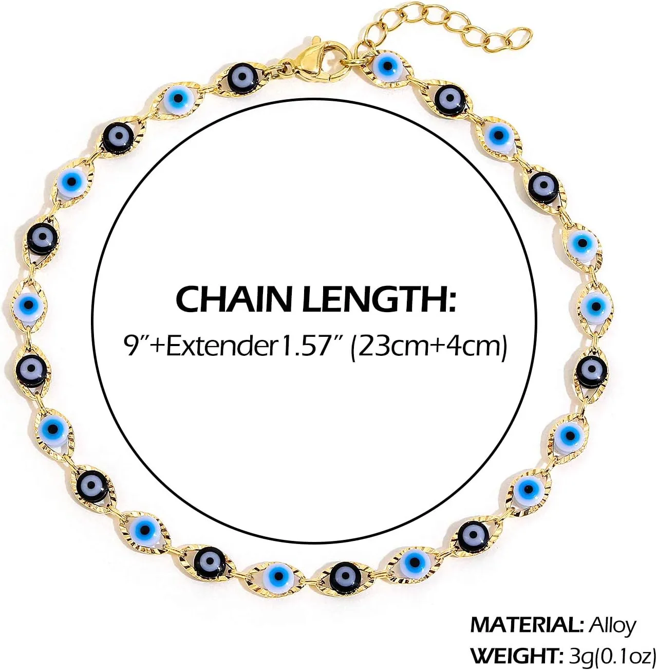 SLOONG Evil Eye Anklet Bracelet for Women 14K Gold Plated Beach Foot Anklet Bracelet Summer Jewelry Beads Anklet Set, Adjustabe Size