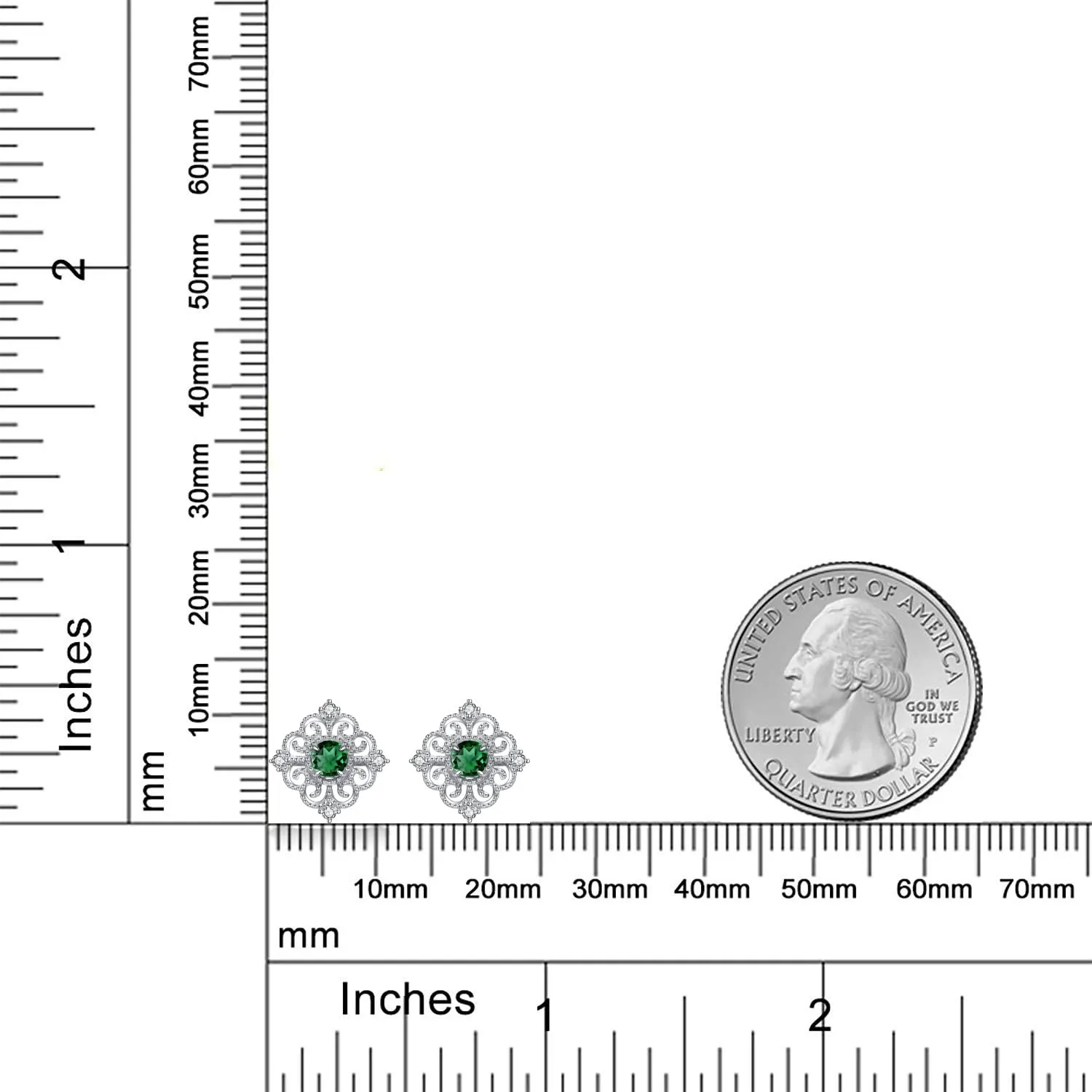 Small Green Emerald Sterling Silver Stud Earrings For Women Hypoallergenic Square Handmade Dainty Classy Nickle Free Light Weight comfortable May Birthstone Earrings Jewelry Gift For Her Keenove