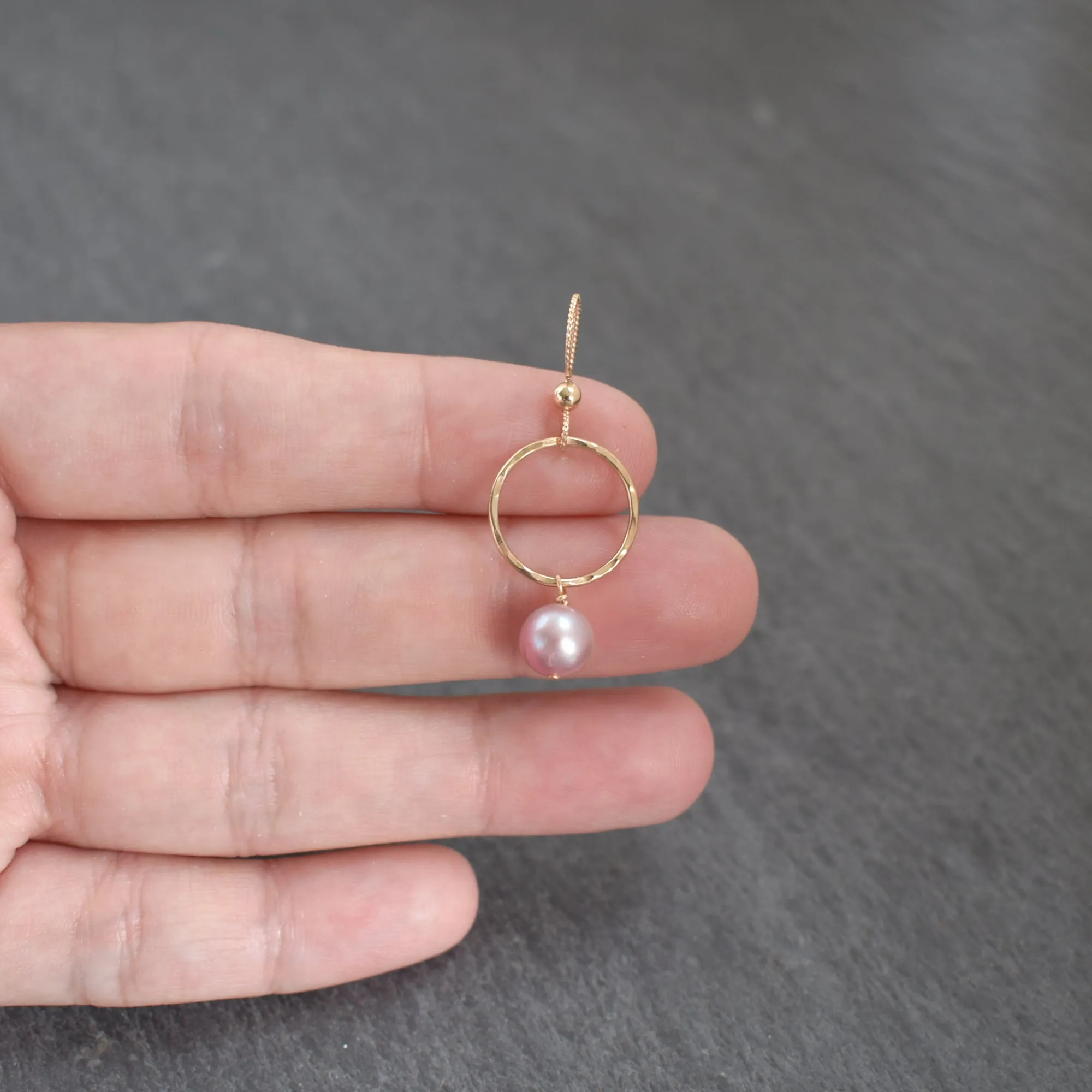 Small Hoop Earrings with Light Purple Pearls