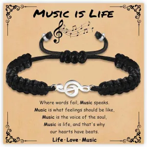SmileBelle Music Guitar Gifts for Women and Men, Music Teacher Lover Appreciation Gifts Black White Bracelet with Musical Guitar Note as Music Guitar Accessories
