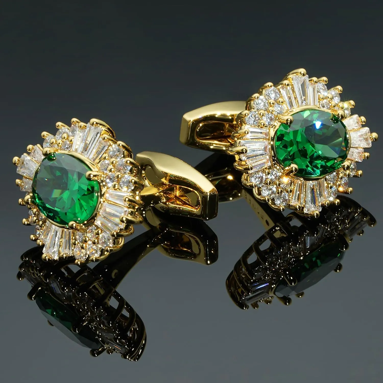 Sogee Crystal Cufflinks for Men Real Gold Plated CZ Mens Cuff Links for Wedding Party Unique Gift