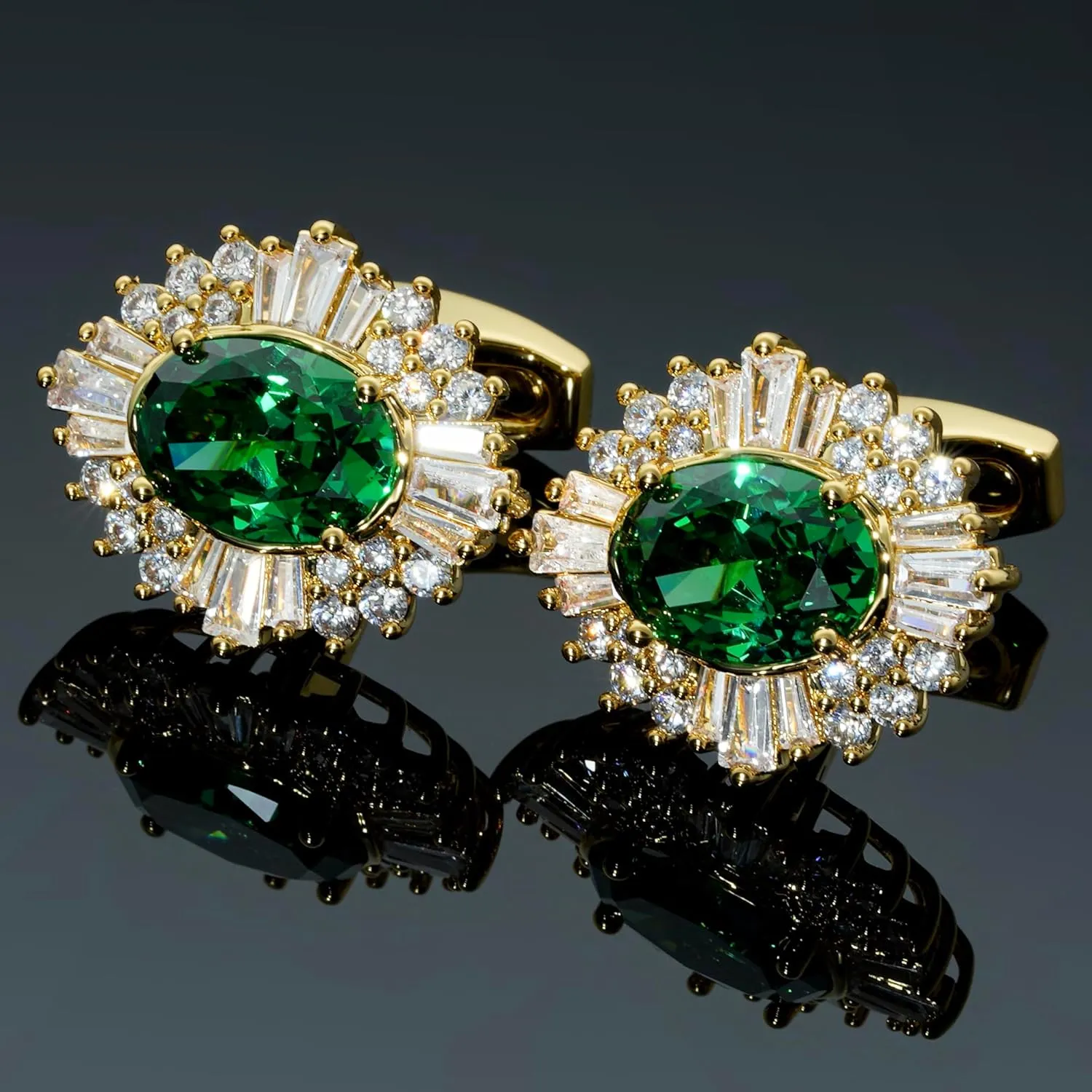 Sogee Crystal Cufflinks for Men Real Gold Plated CZ Mens Cuff Links for Wedding Party Unique Gift