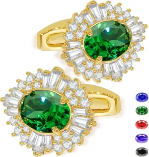 Sogee Crystal Cufflinks for Men Real Gold Plated CZ Mens Cuff Links for Wedding Party Unique Gift