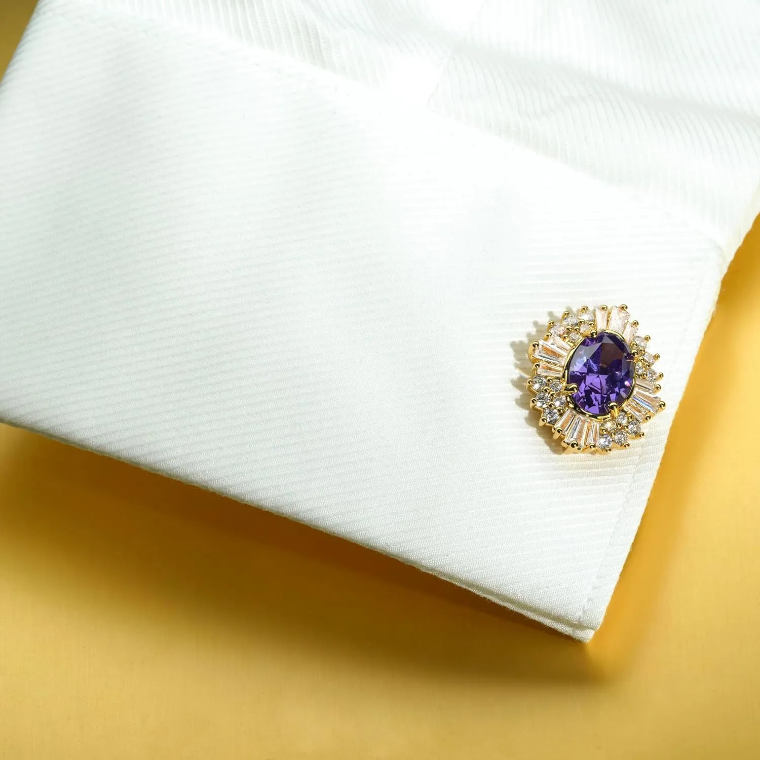 Sogee Crystal Cufflinks for Men Real Gold Plated CZ Mens Cuff Links for Wedding Party Unique Gift