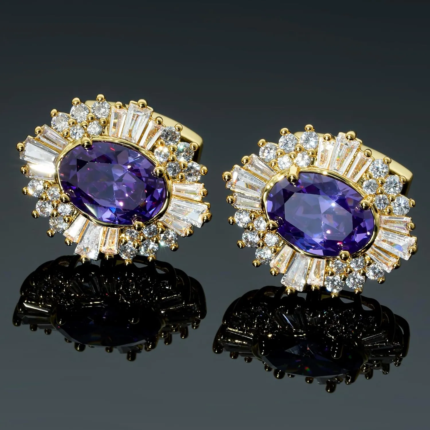 Sogee Crystal Cufflinks for Men Real Gold Plated CZ Mens Cuff Links for Wedding Party Unique Gift