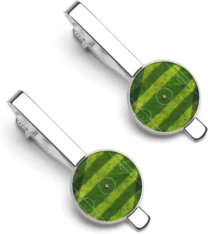 Sports Football Football Field Men's Tie Clip Round Tie Bar Tie Tack Pins Jewelry Accessories for Father's Day Gifts