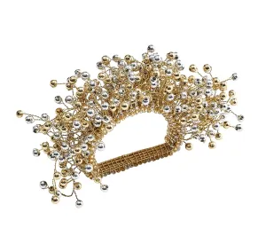 Spray Napkin Ring in Gold & Silver Set of 4 by Kim Seybert