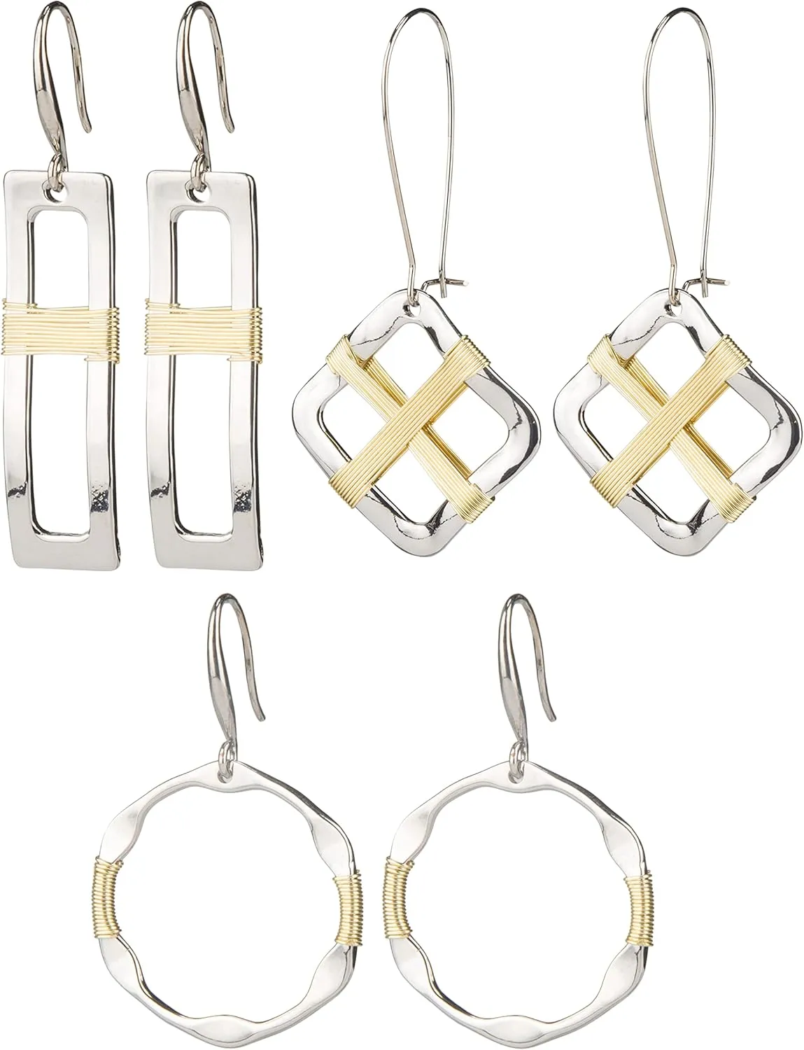 SPUNKYsoul Handmade Classy Gold and Silver Wire Wrapped Earrings for Women