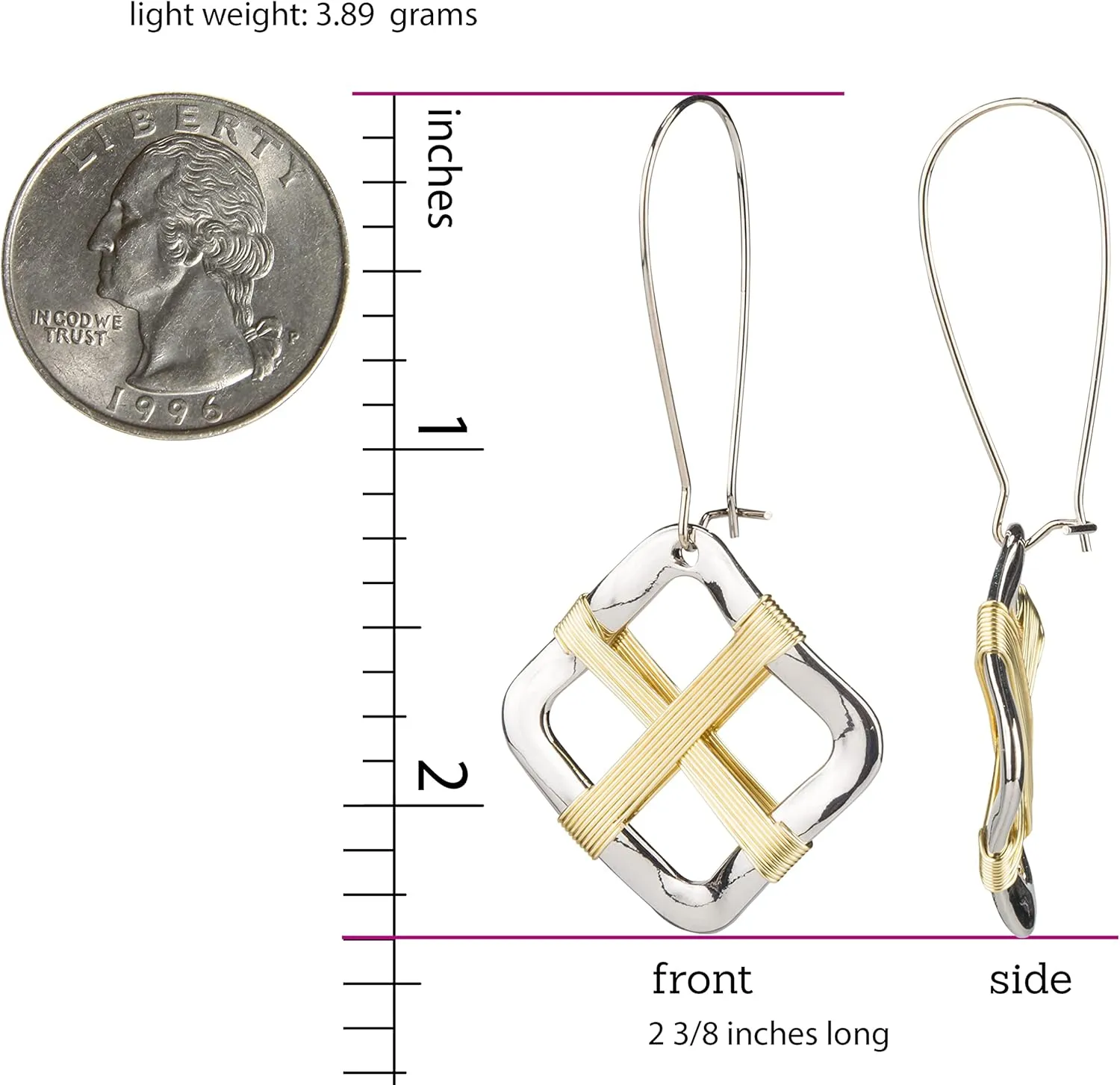 SPUNKYsoul Handmade Classy Gold and Silver Wire Wrapped Earrings for Women