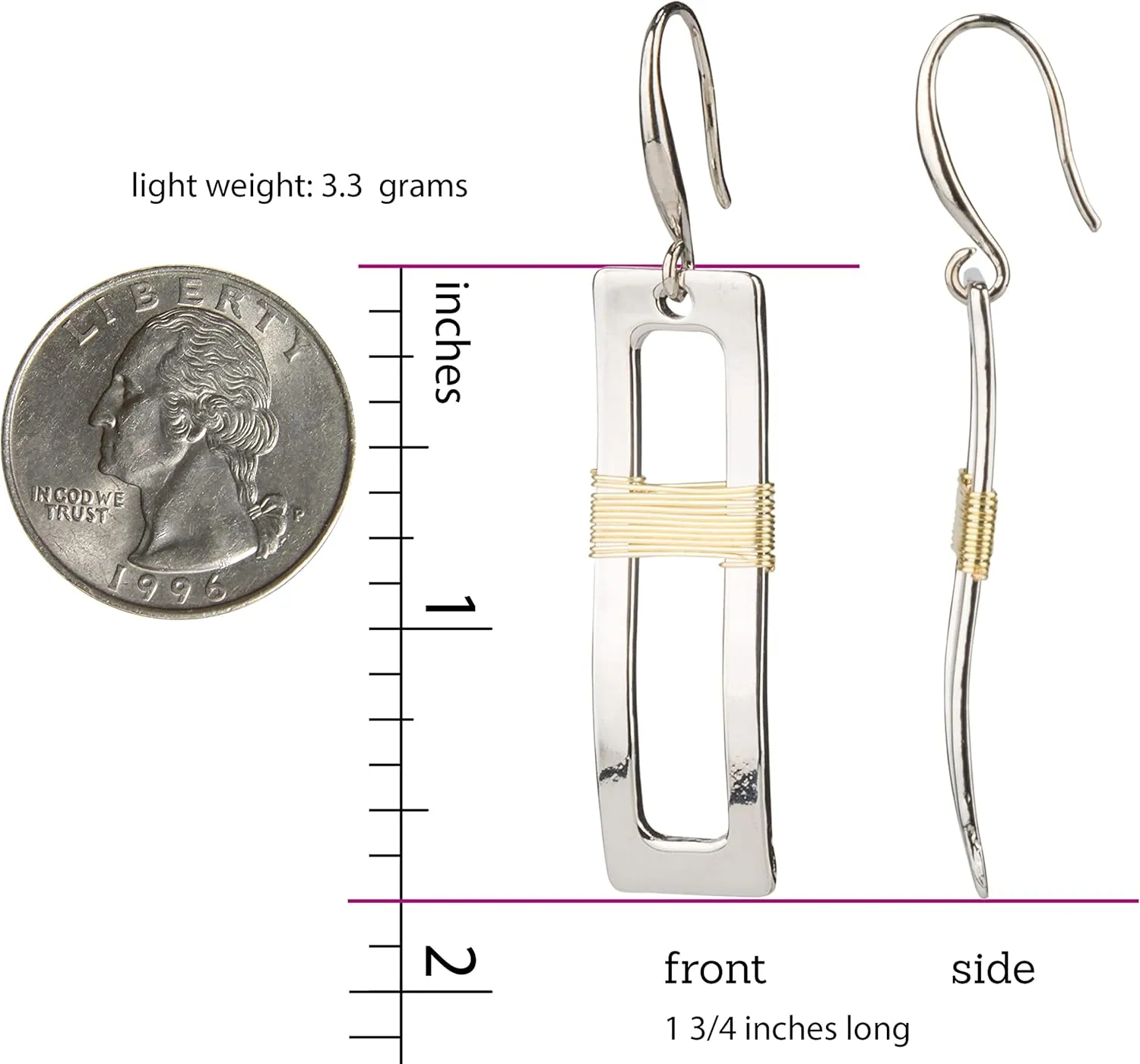 SPUNKYsoul Handmade Classy Gold and Silver Wire Wrapped Earrings for Women