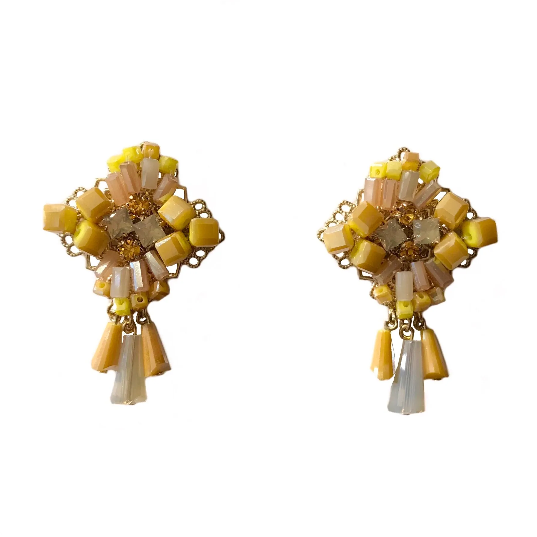 Square Crystal Dangle Statement Earrings