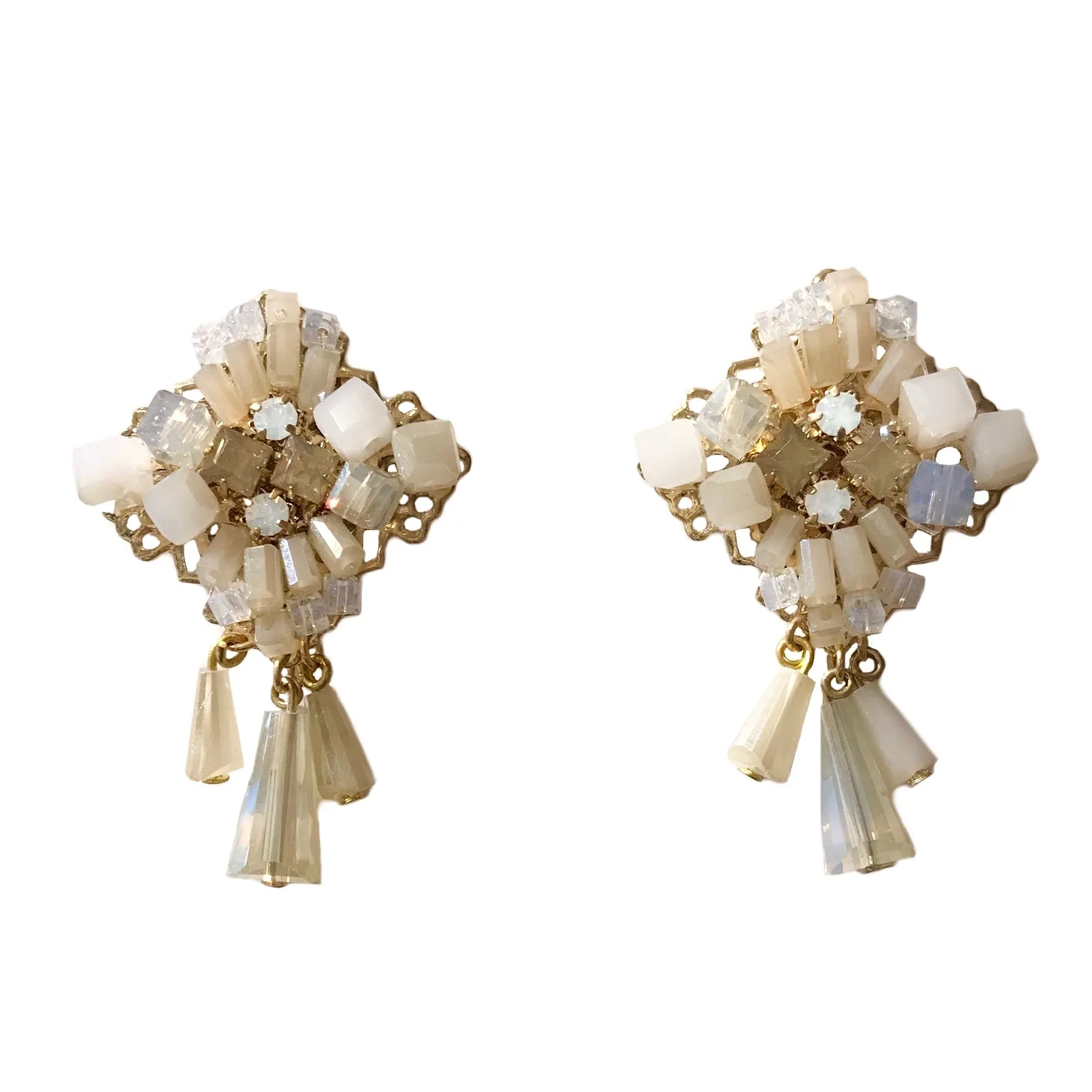 Square Crystal Dangle Statement Earrings