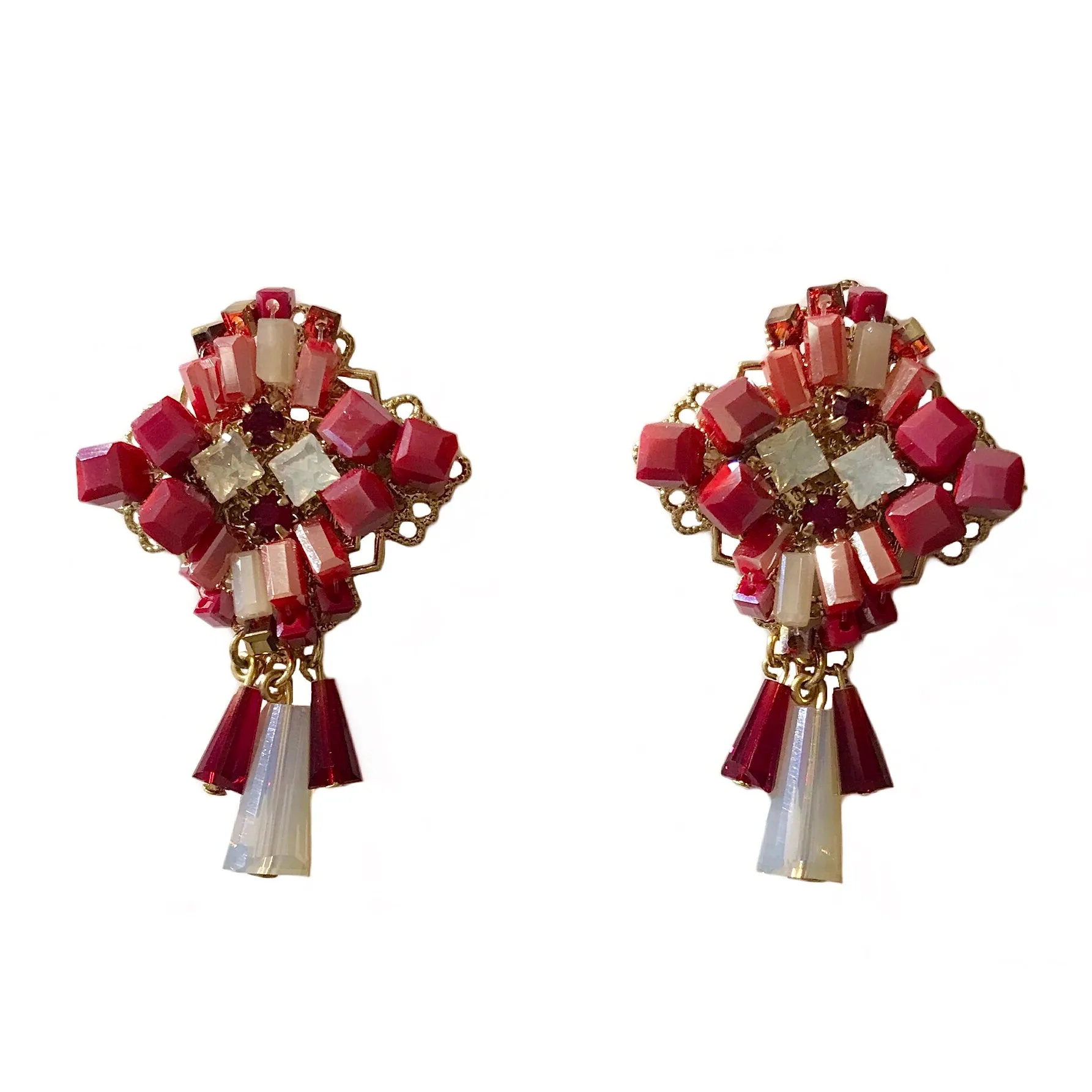 Square Crystal Dangle Statement Earrings