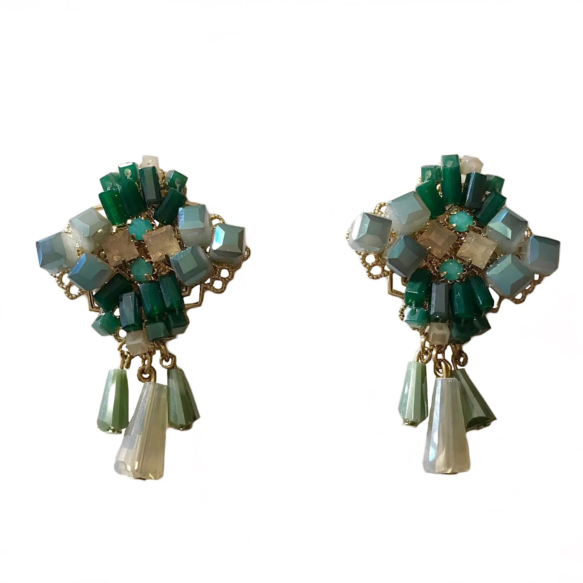 Square Crystal Dangle Statement Earrings
