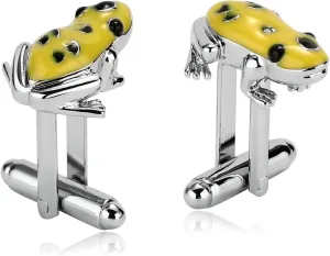 Stainless Steel Cufflinks for Men, Cufflinks Unique Frog Suit Tuxedo Dress Shirt Accessories Jewelry Blue/Yellow Gift for Birthday