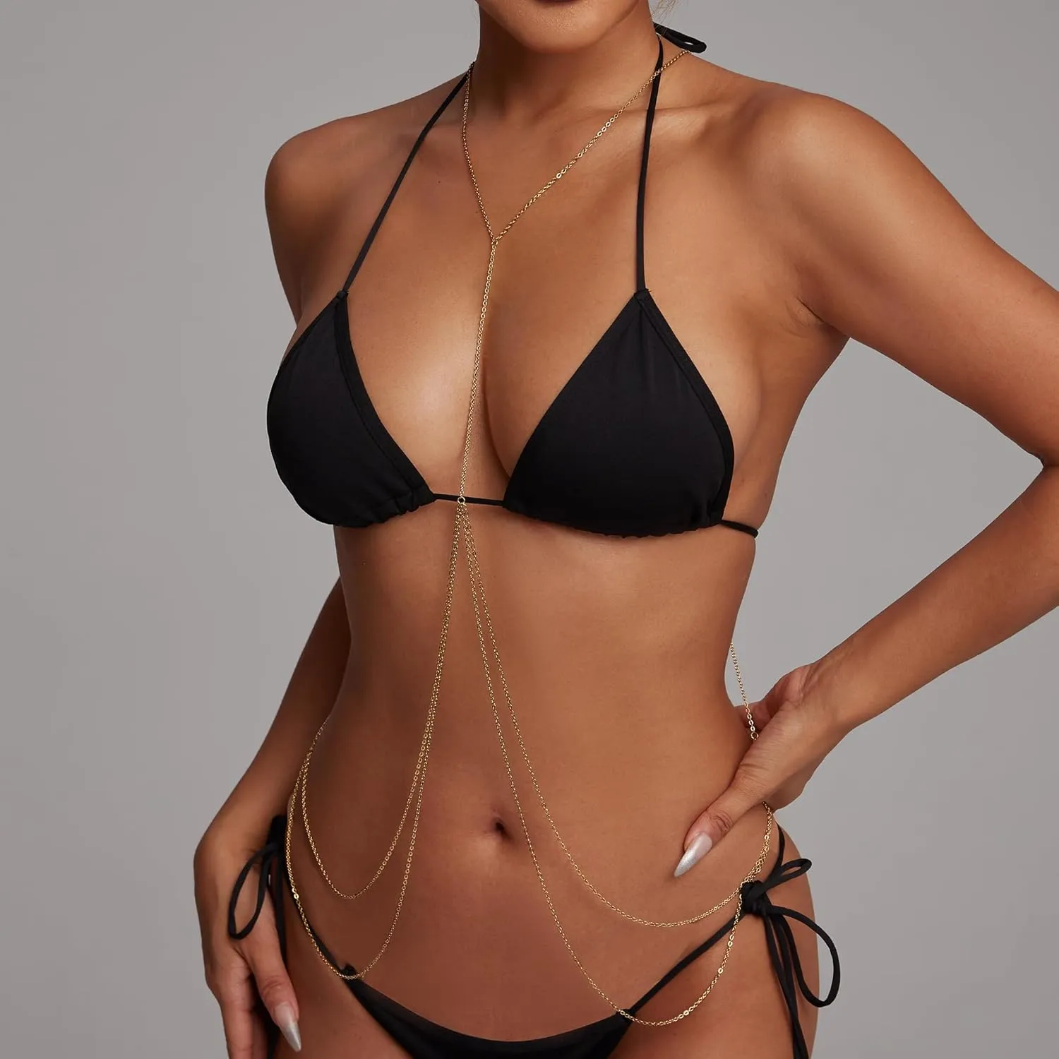 Stainless Steel Non Tarnish Gold Body Chain Necklace for Women, Dainty Simple Stainless Steel Full Body Chain Necklace