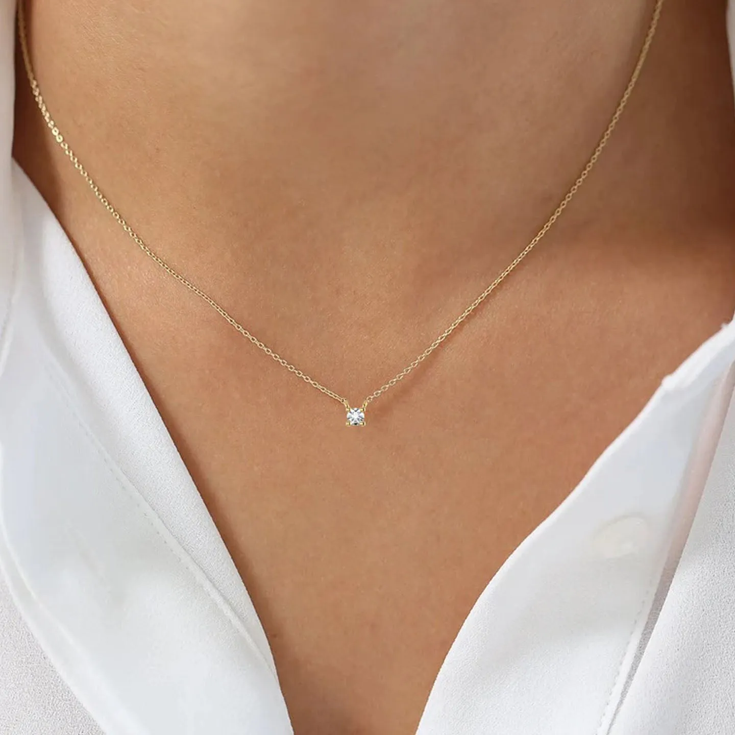 Starry Solitaire Silver Pendant Necklace