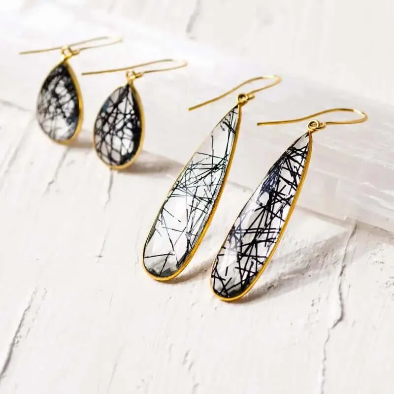 Statement: Rutilated Quartz Gemstone Earrings