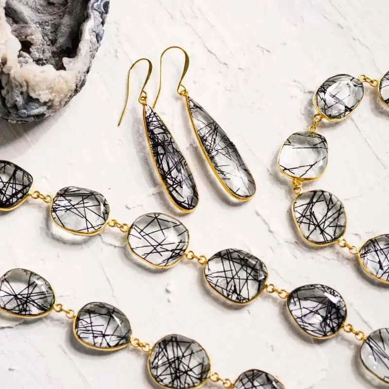 Statement: Rutilated Quartz Gemstone Earrings