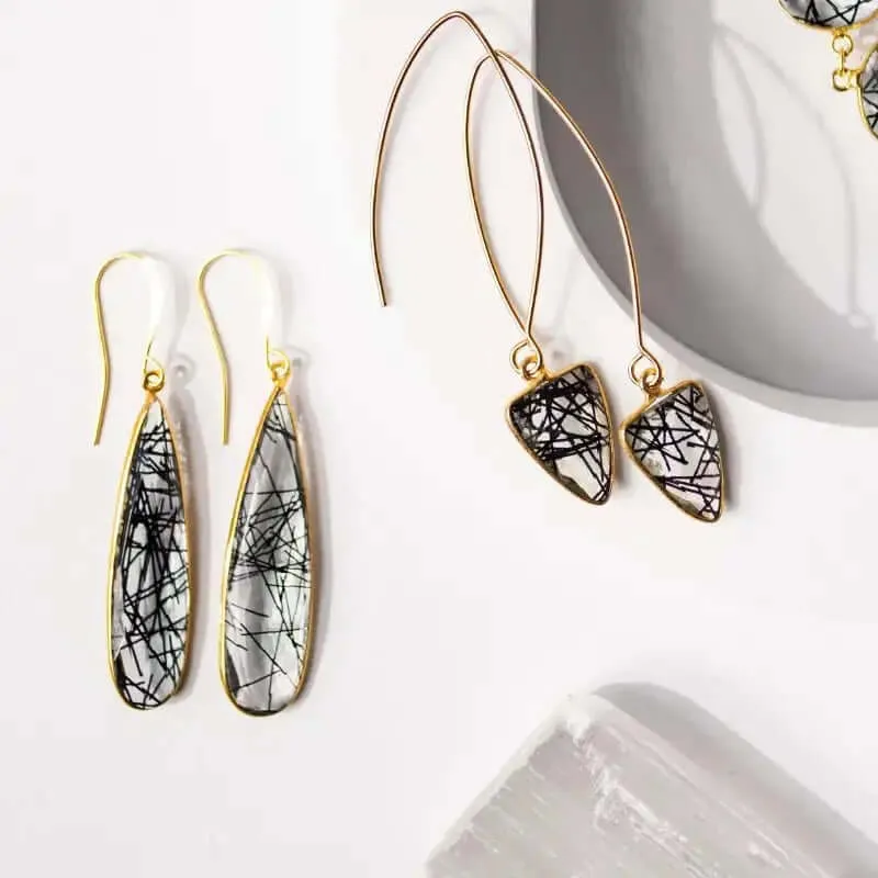 Statement: Rutilated Quartz Gemstone Earrings