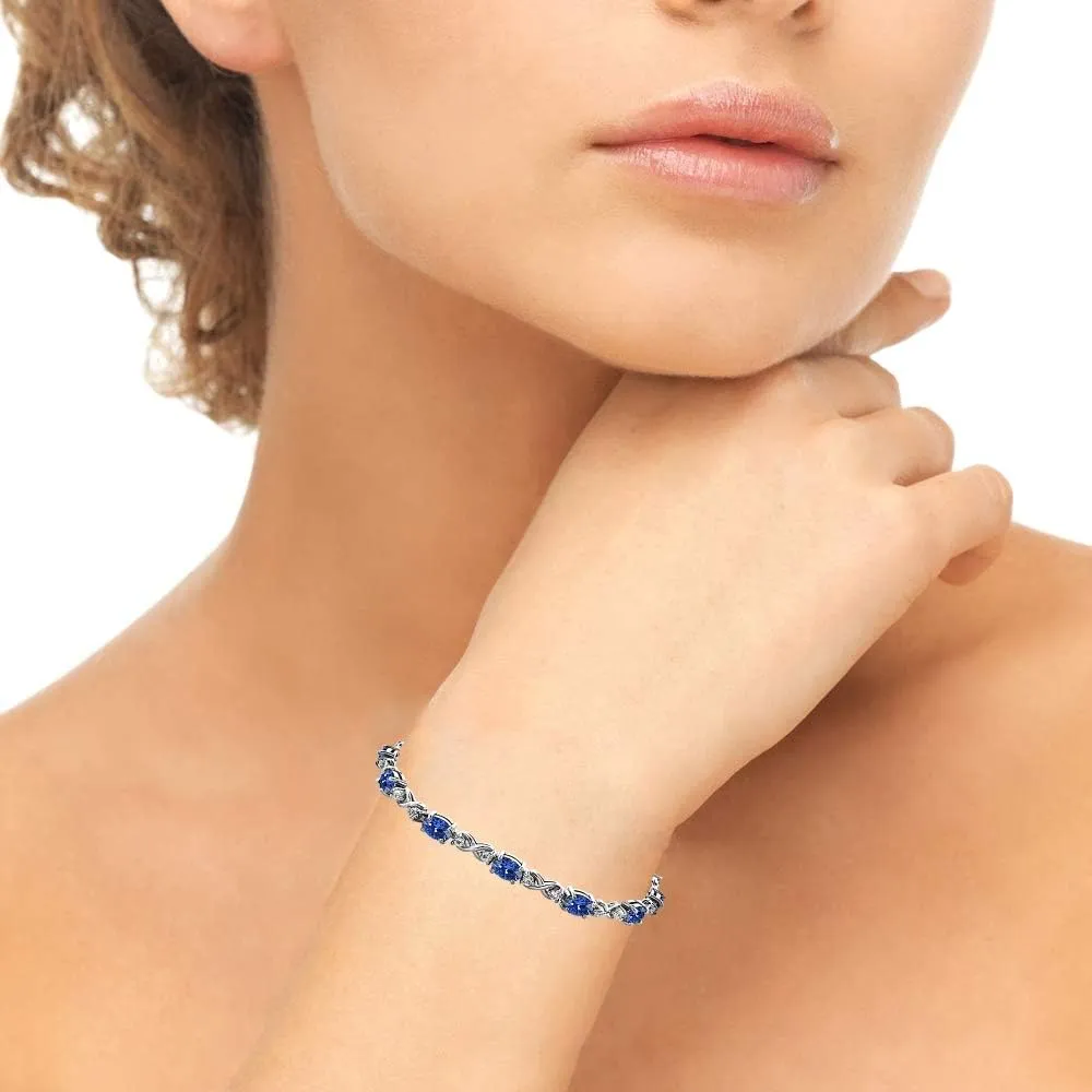 Sterling Silver 6x4mm Oval Infinity Bracelet Made with European Crystals