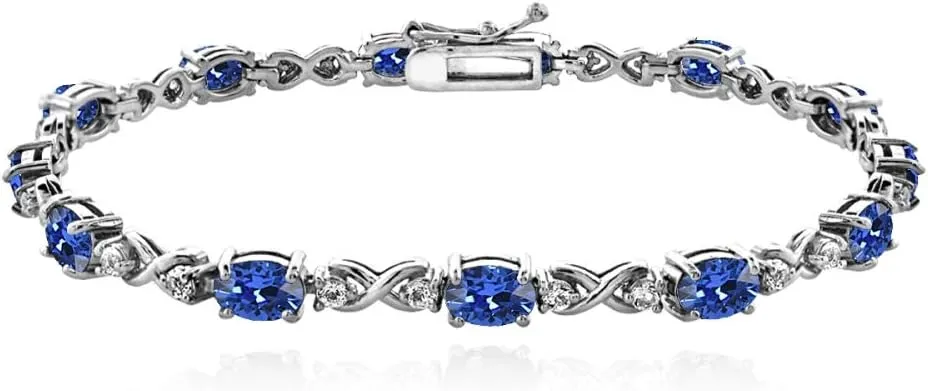 Sterling Silver 6x4mm Oval Infinity Bracelet Made with European Crystals