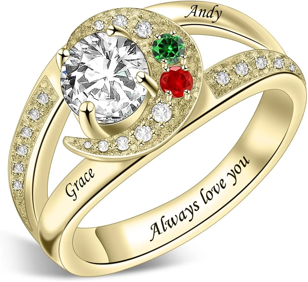 Sterling Silver Ring Personalized Mother Ring Birthstone Ring for Women with Name Customized 925 Silver Rings Mother's Day Gift for Mom