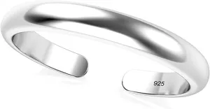 Sterling Silver Ring Stamped 925 Adjustable 2.2mm Plain Band Toe Ring Mid Ring