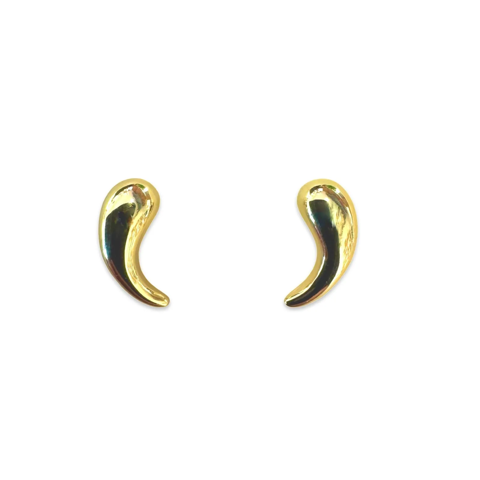 Sterling Silver Teardrop Curved Studs
