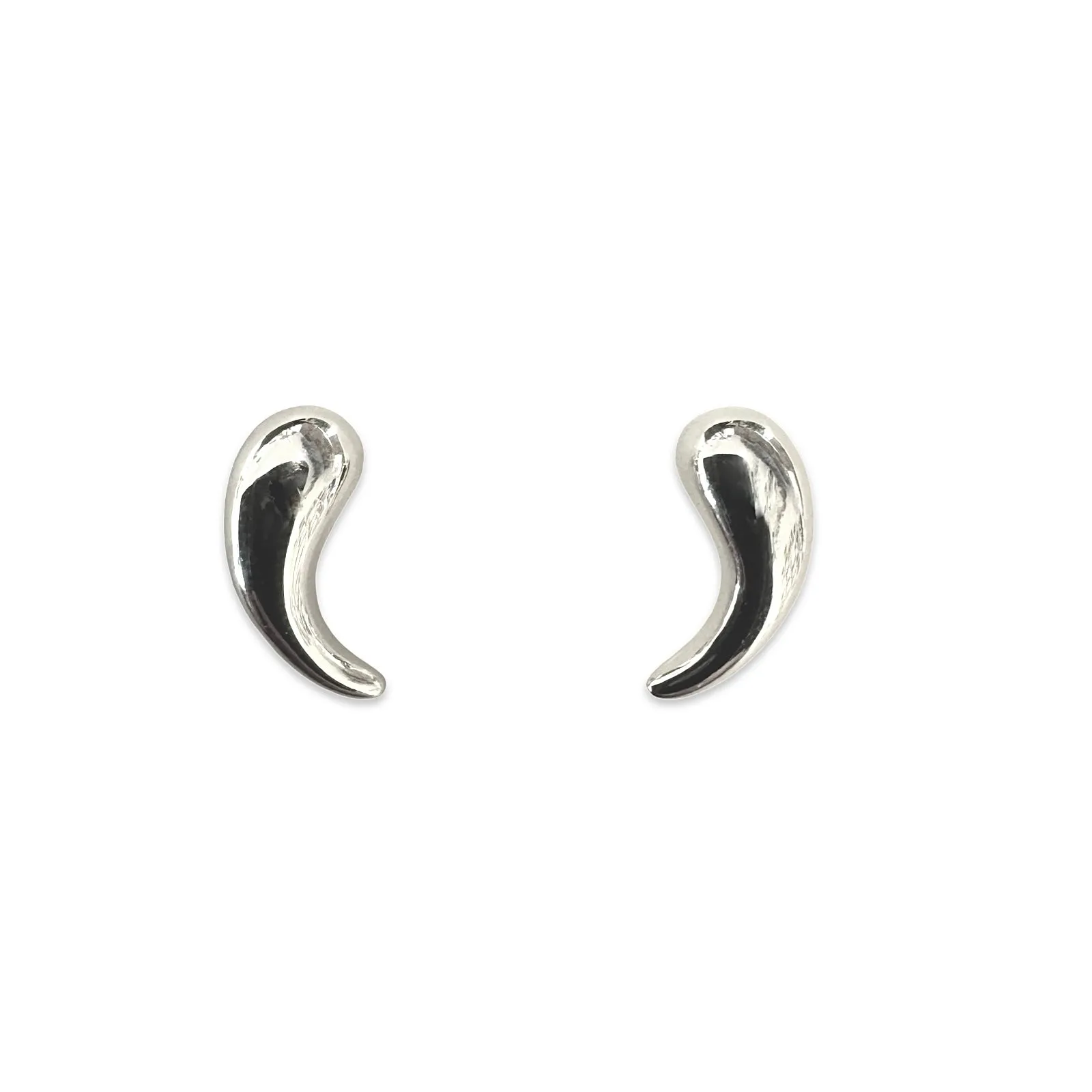 Sterling Silver Teardrop Curved Studs