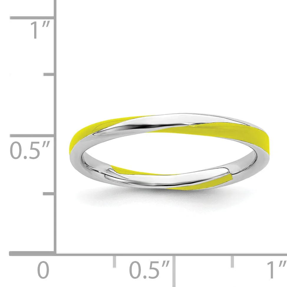 Sterling Silver Yellow Enameled Stackable Ring