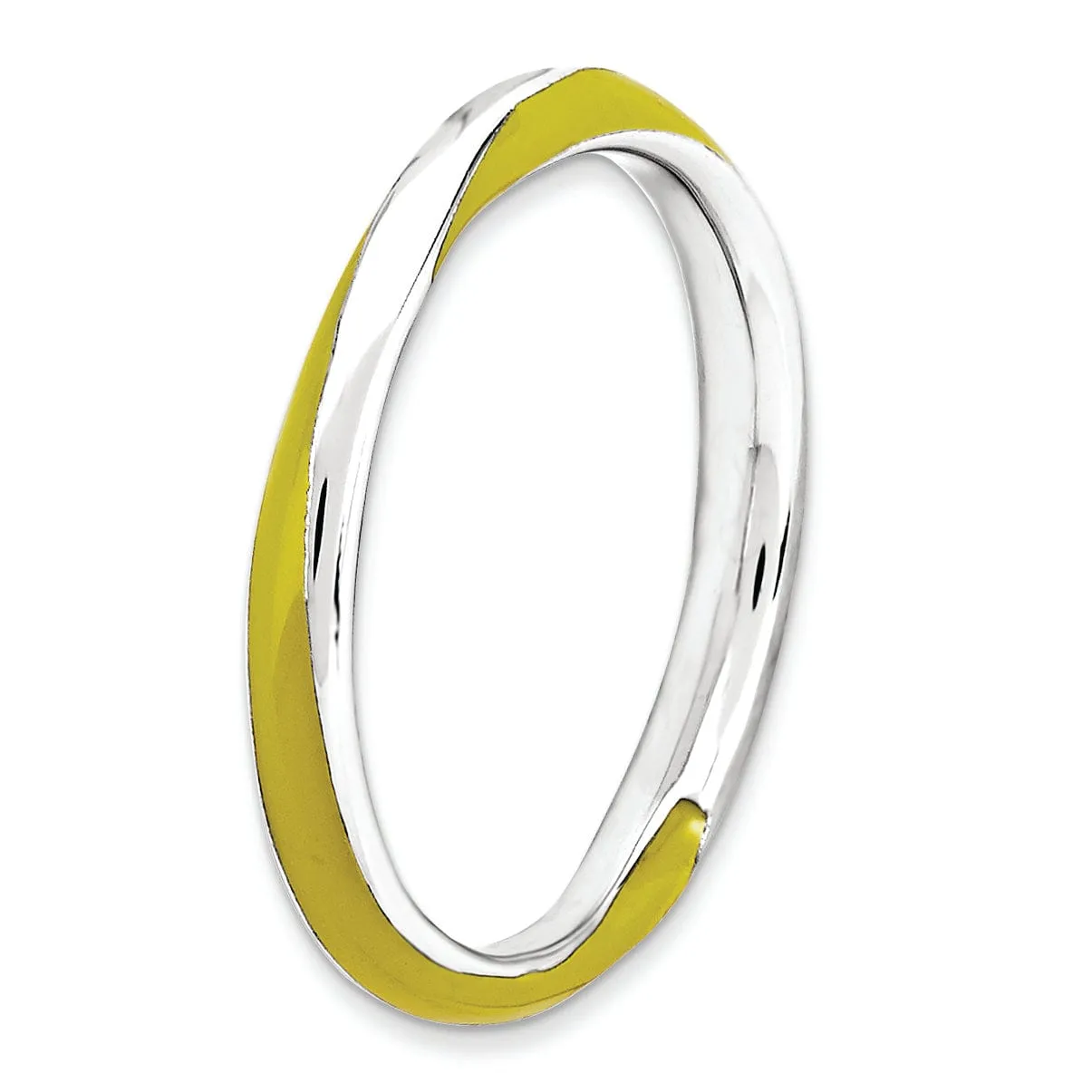 Sterling Silver Yellow Enameled Stackable Ring
