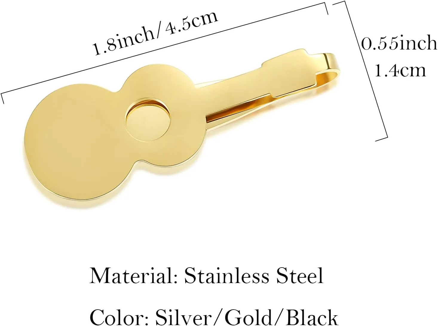STJARNA Guitar Tie Clip for Men Stainless Steel Unique Music Tie Bar Personalized Gift Box