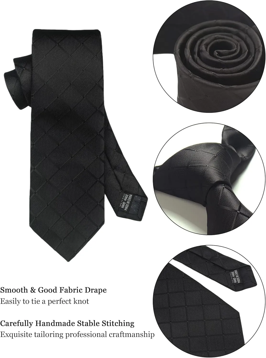 Striped Plaid Polka Dot Mens Tie Formal Necktie Pocket Squares Ties Clips Cufflinks Classic for Men Set