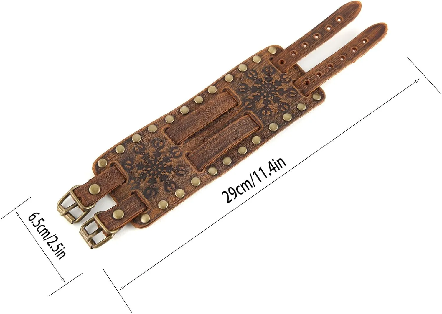 STWTR Men's Wide Cuff Wristband Punk Rock Motorbike Wide Belt Leather Bracelet